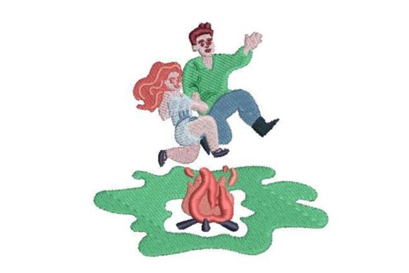 Couple Jumping over a Bonfire